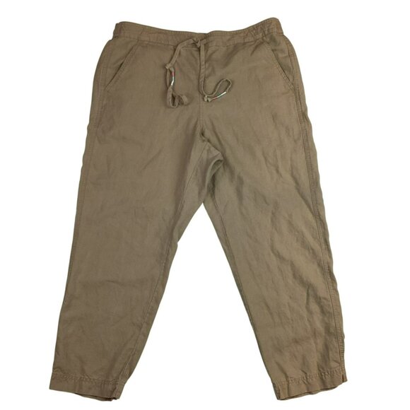 J.Crew Linen Blend Relaxed Fit Drawstring Pants Womens Large Tan - Picture 2 of 9